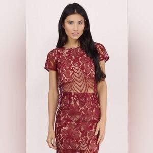 TOBI Lace Cropped Top Mini Skirt Set